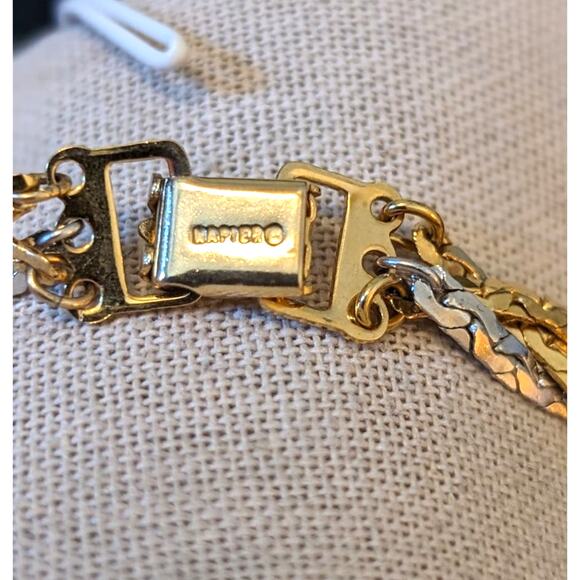 Vintage Napier Two Tone Braided Chain Choker W/ Fold Over Clasp - Picture 4 of 5